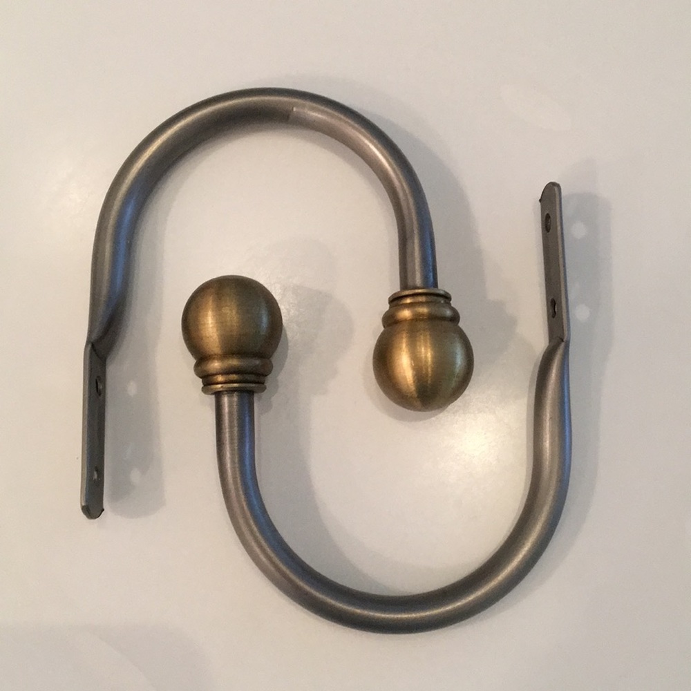 2 Drapery Curtain Holdbacks Brass Stainless Steel